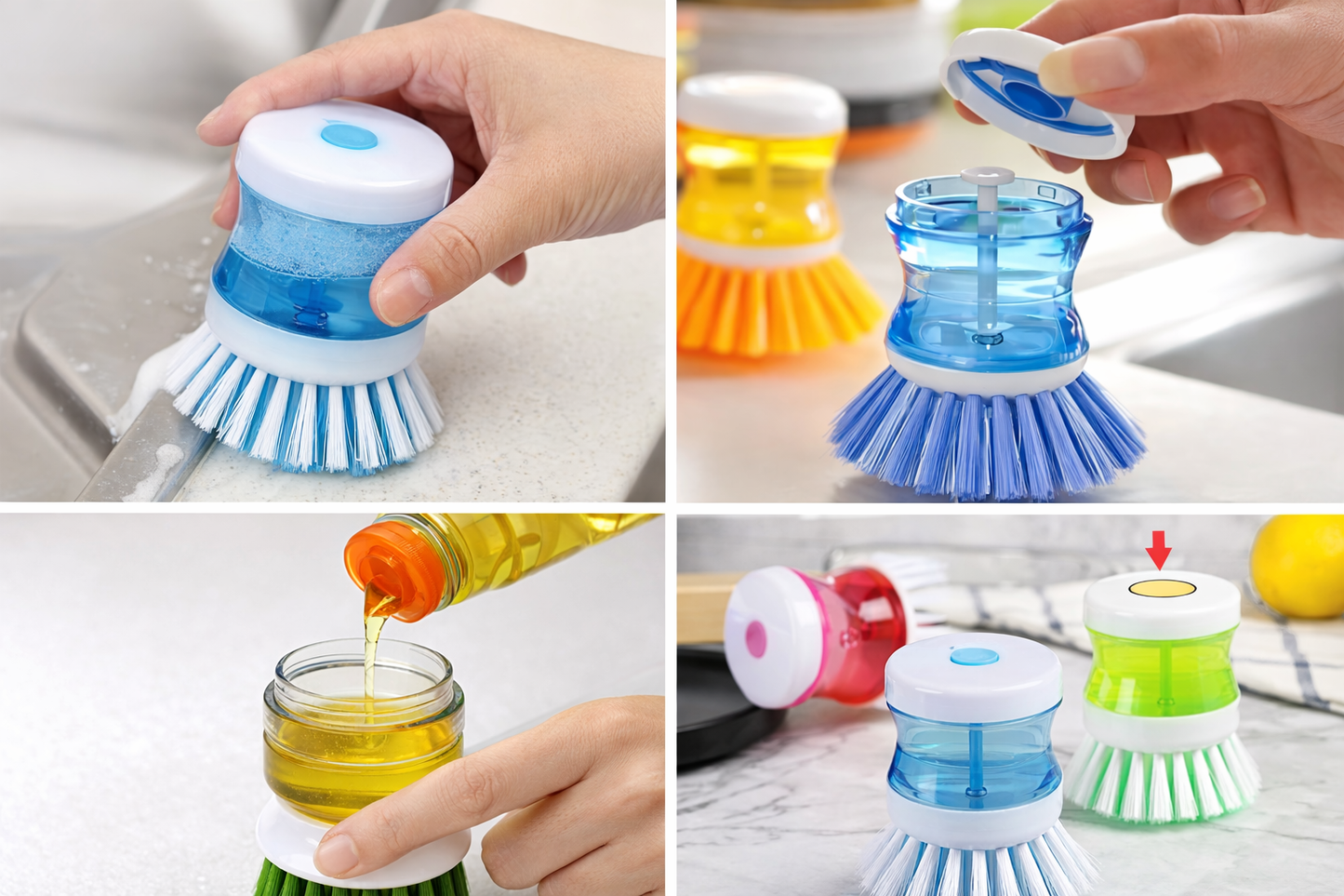 Cepillo limpieza con dispensador jabon